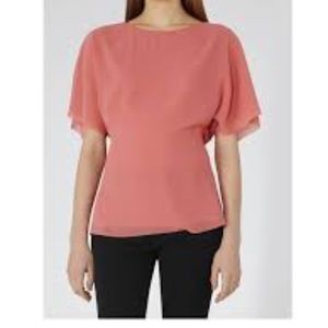 NWOT Reiss Pink Cap Sleeve Blouse